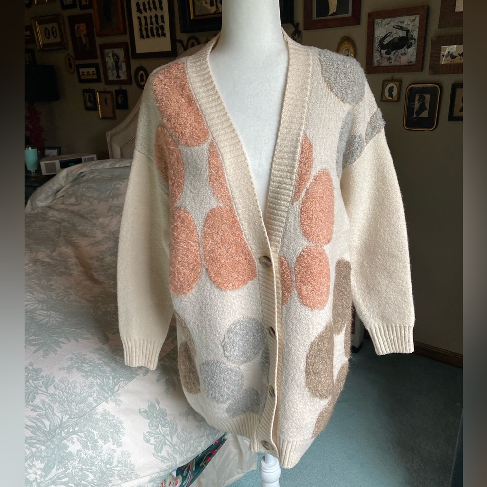BiBi Cardigan Sweater-huge polka dots-button front